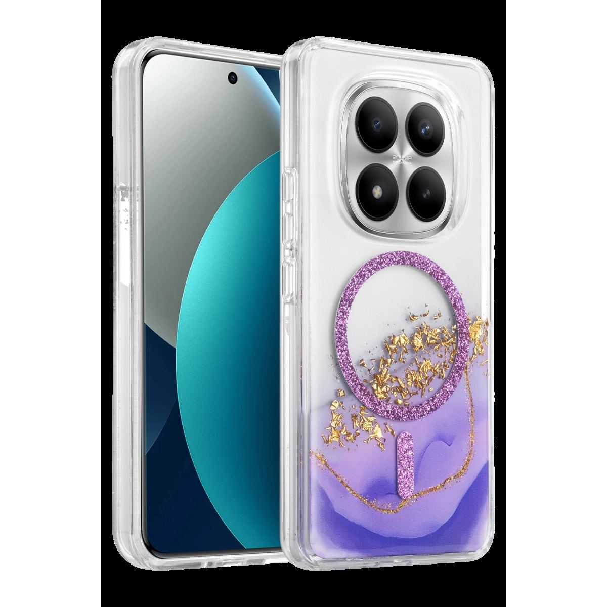 Onegif Xiaomi Redmi Note 15 Pro Plus 5g Lotus Simli Magsafe Kapak - Mor