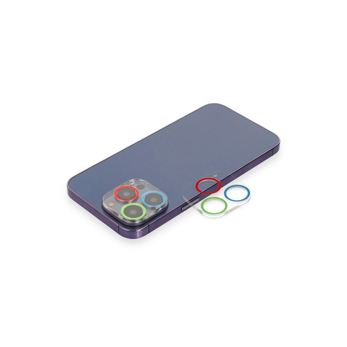 Apple İphone 13 Pro Renkli Kamera Lens Koruma Cam - Mavi-yeşil