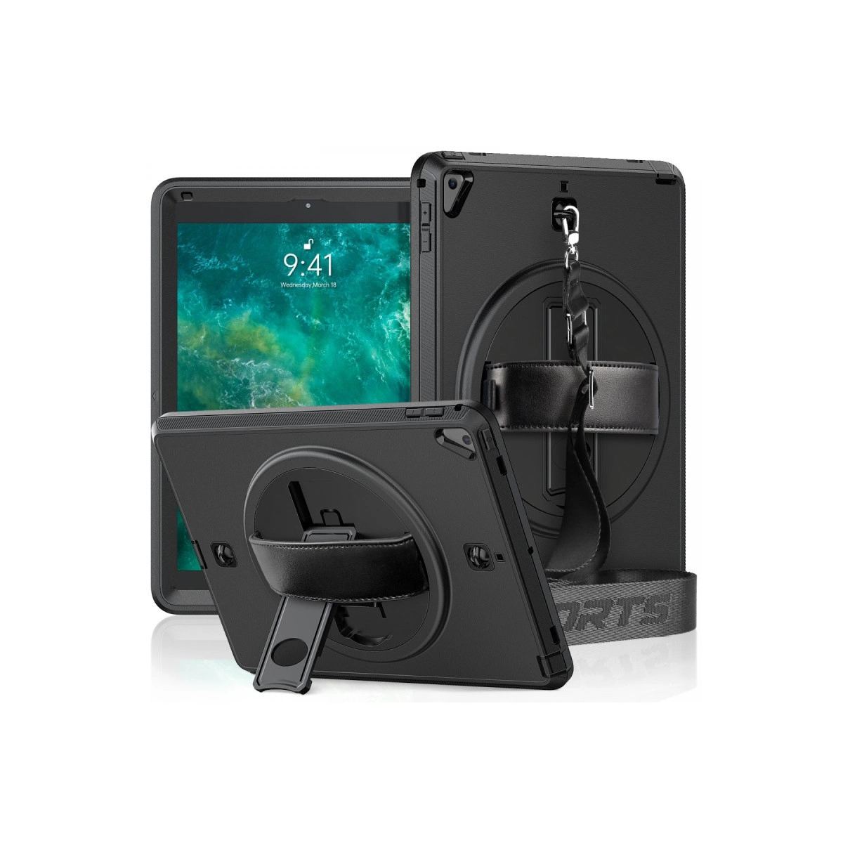 Apple İpad 5 Air 9.7 Kılıf Strap-c Otterbox Tablet Kapak - Siyah