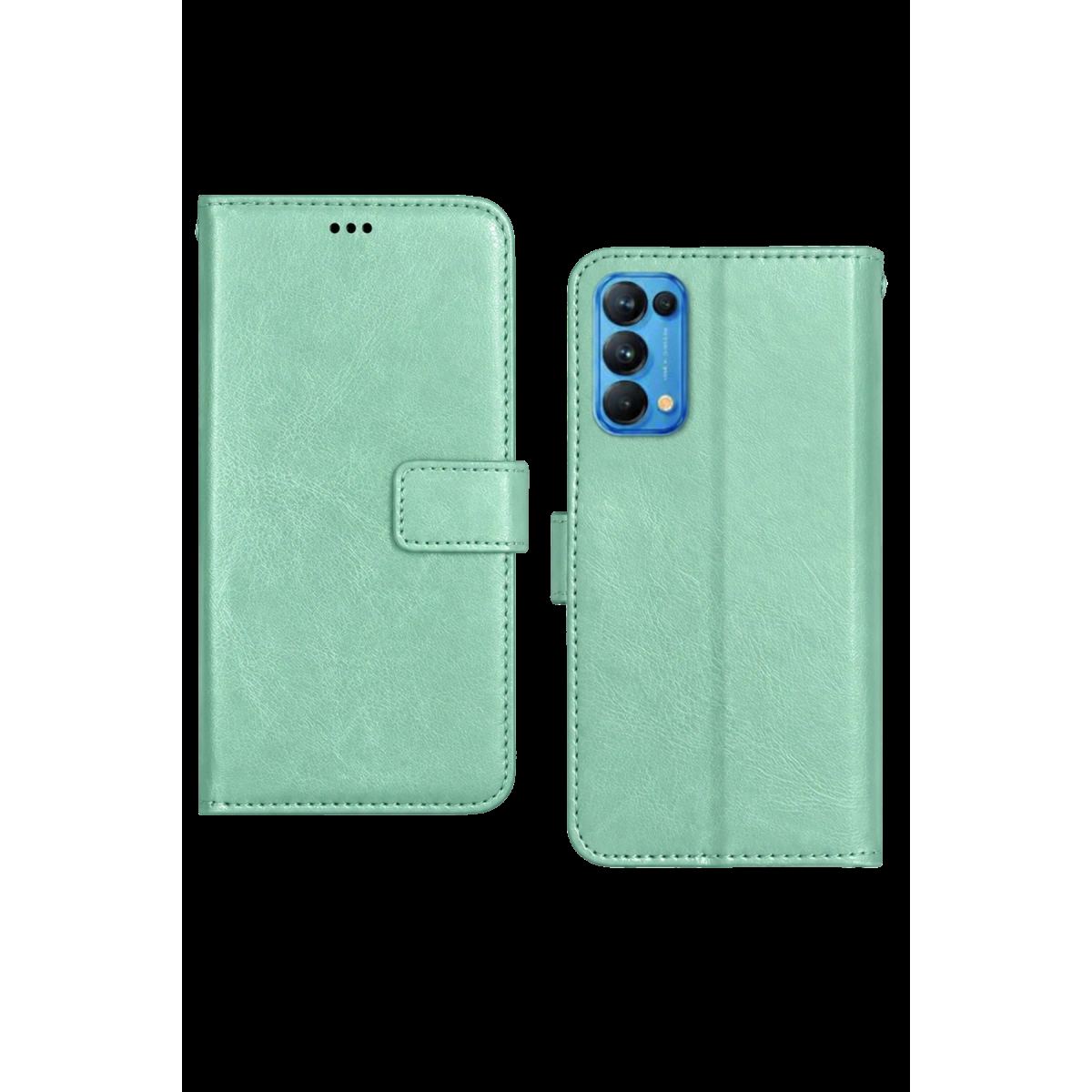 Oppo Reno 5 Trend S Plus Kapaklı Telefon Kılıf - Su Yeşili