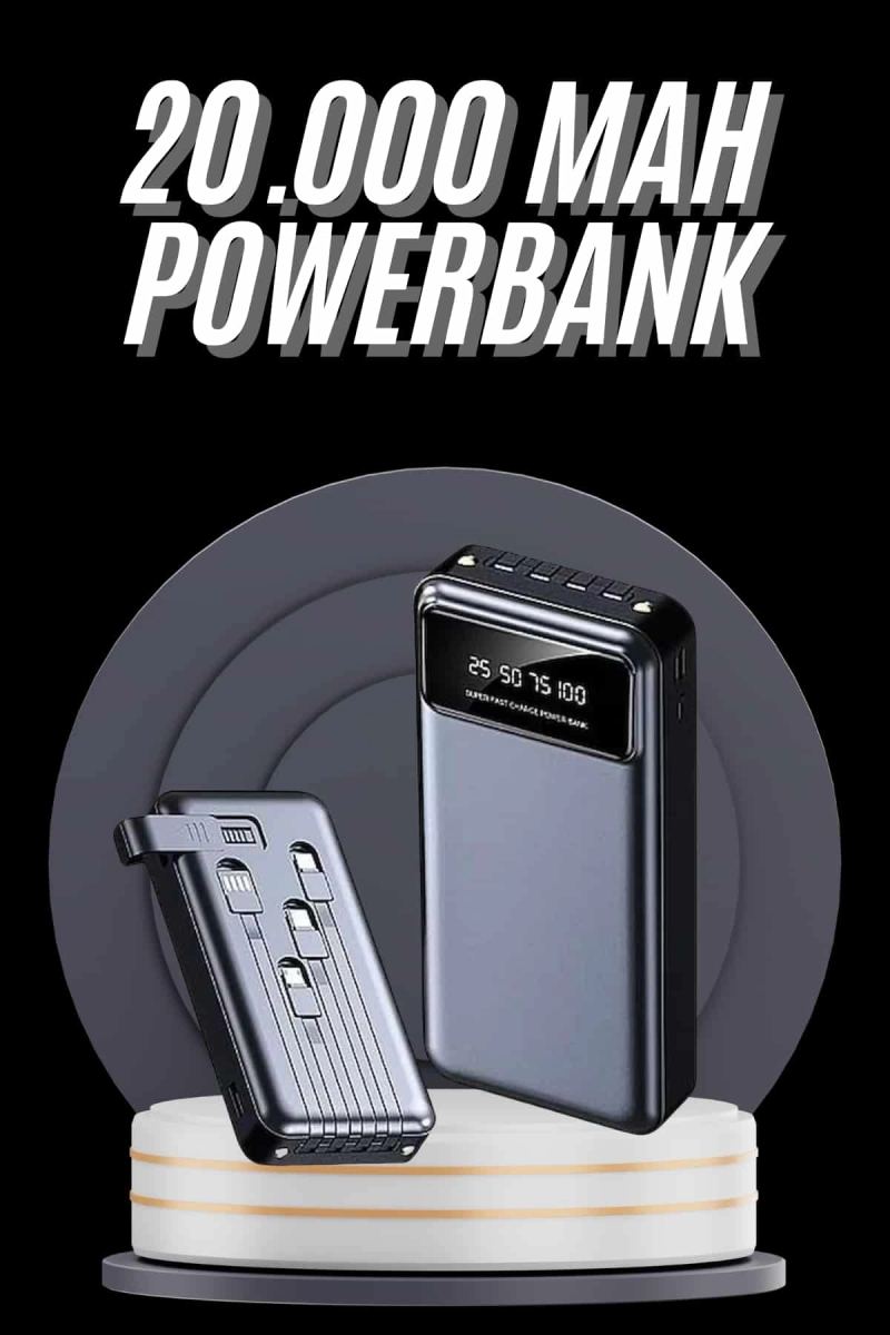 Hızlı Şarj Özellikli 20.000 Mah Dijital Göstergeli Usb Girişli Android Ve İos Uyumlu Powerbank