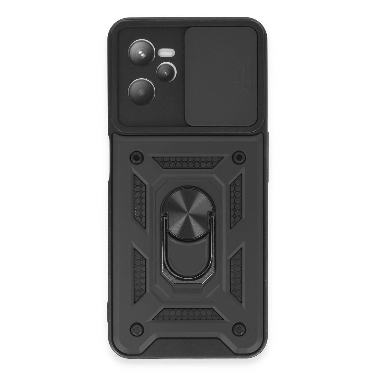 Realme C35 Kılıf Pars Lens Yüzüklü Silikon - Siyah