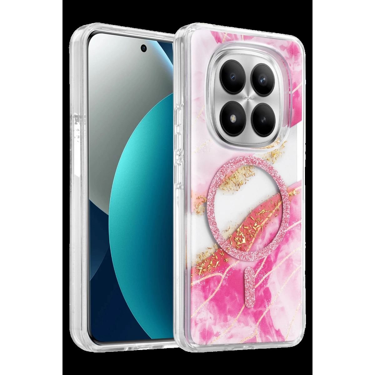 Onegif Xiaomi Redmi Note 15 4g Lotus Simli Magsafe Kapak - Pembe