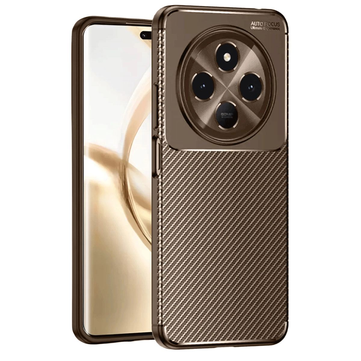 Tecno Spark 30c Kılıf Auto Focus Karbon Kapak - Kahverengi