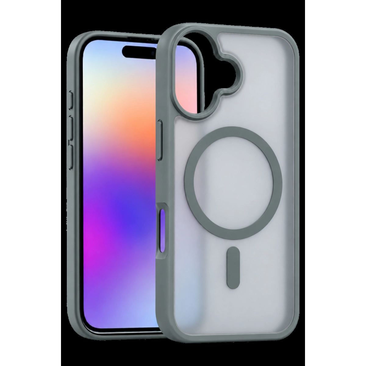 Newface Apple İphone 17 Loji Magsafe Kapak - Gri