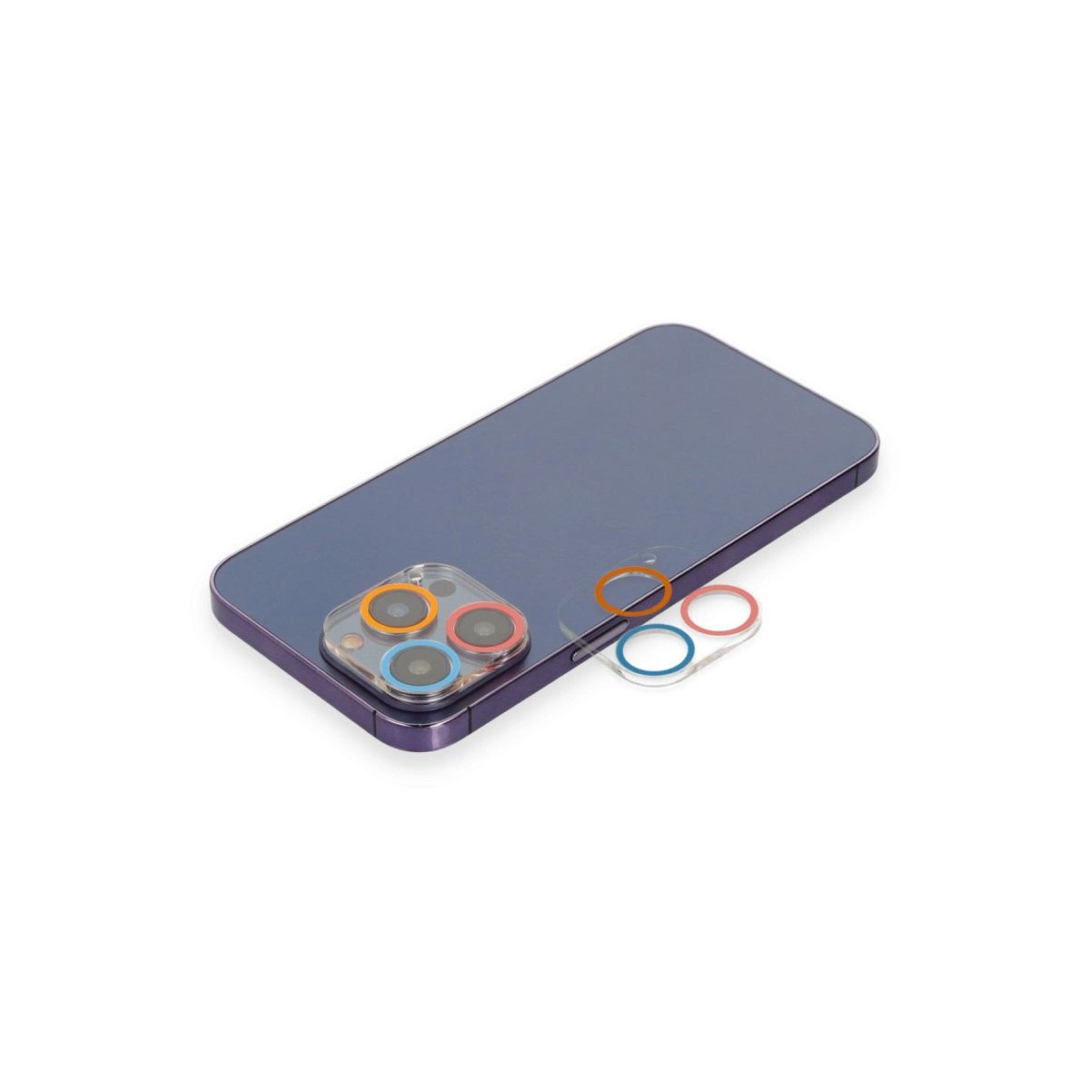 Apple İphone 13 Pro Max Renkli Kamera Lens Koruma Cam - Pembe-mavi