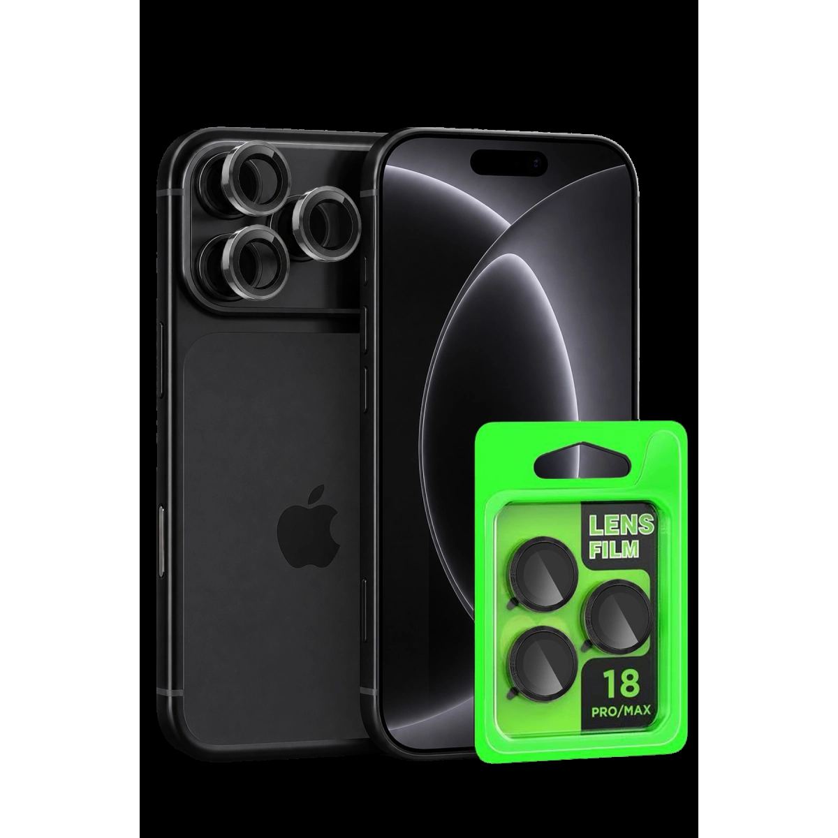 Newface Apple İphone 18 Pro Raze Metal Kamera Lens - Siyah