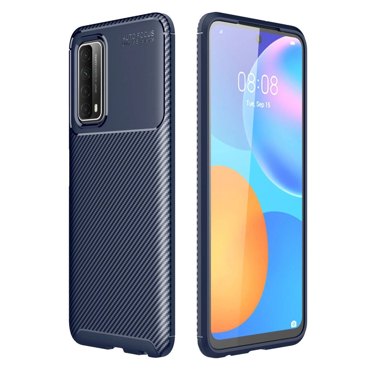Huawei P Smart 2021 Kılıf Auto Focus Karbon Kapak - Lacivert
