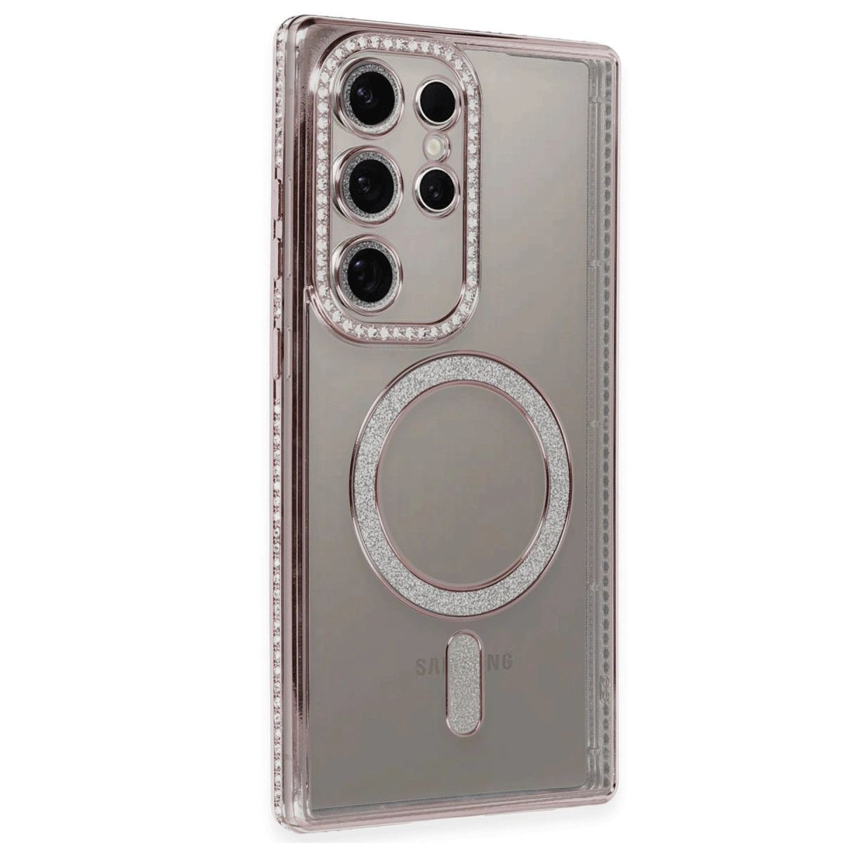 Samsung Galaxy S24 Ultra Kılıf Joke Simli Magneticsafe Kılıf - Pembe