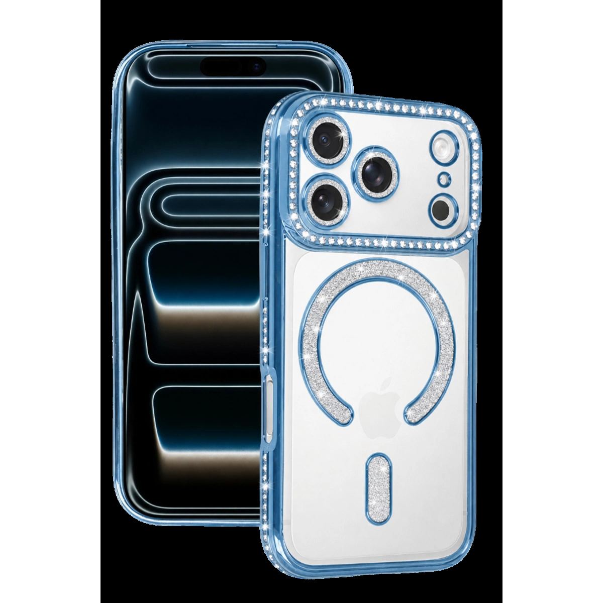 Newface Apple İphone 18 Pro Max Joke Simli Magneticsafe Kılıf - Sierra Blue