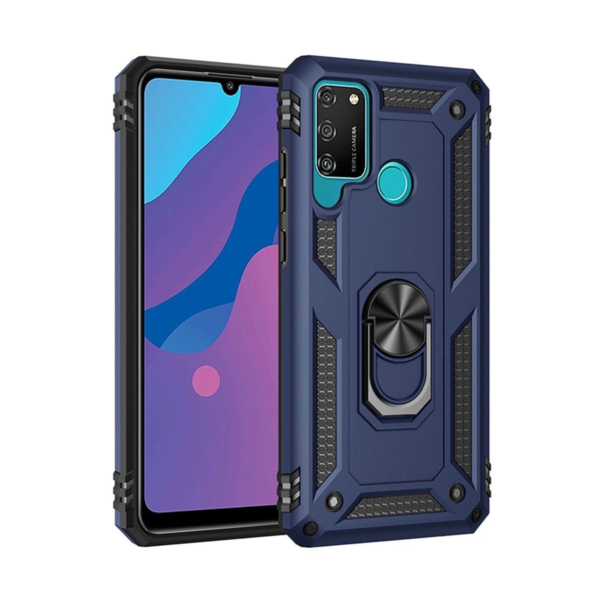 Huawei Y6p Kılıf Sofya Yüzüklü Silikon Kapak - Lacivert