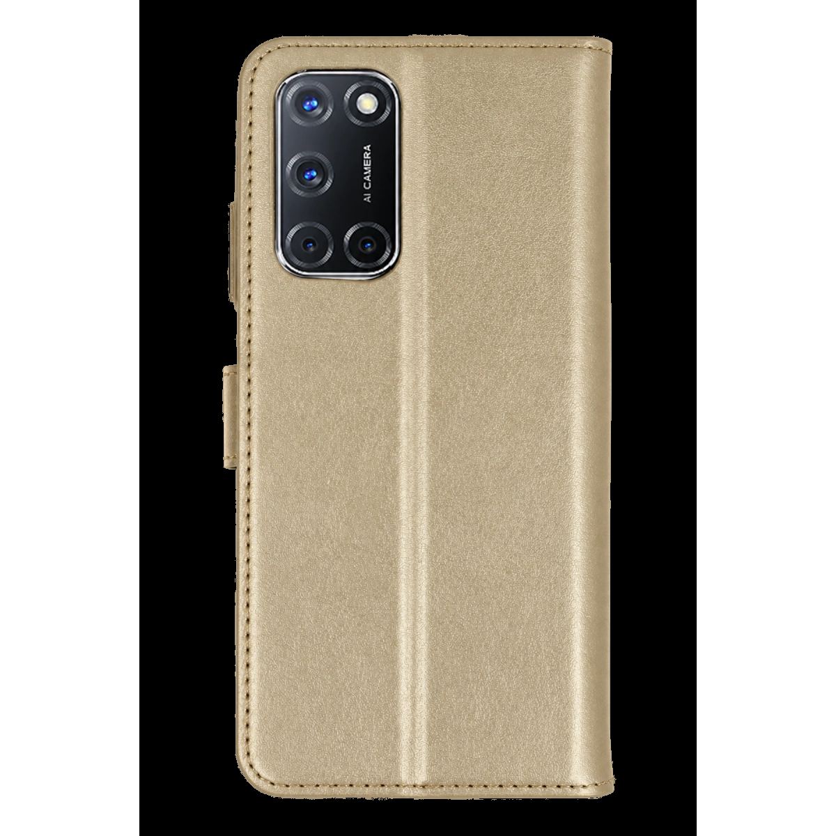 Oppo A52 Trend S Plus Kapaklı Kılıf - Gold