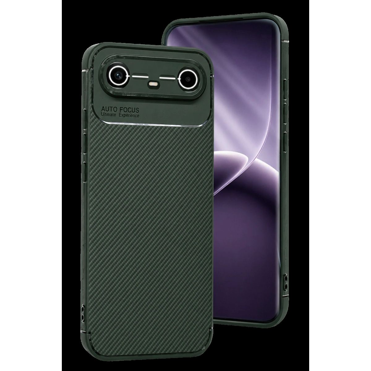 Tecno Spark Slim 5g Auto Focus Karbon Kapak - Koyu Yeşil