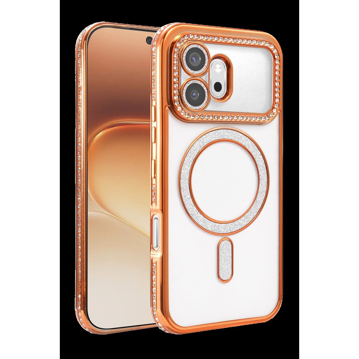 Huawei Honor 600 Joke Simli Magneticsafe Kılıf - Turuncu