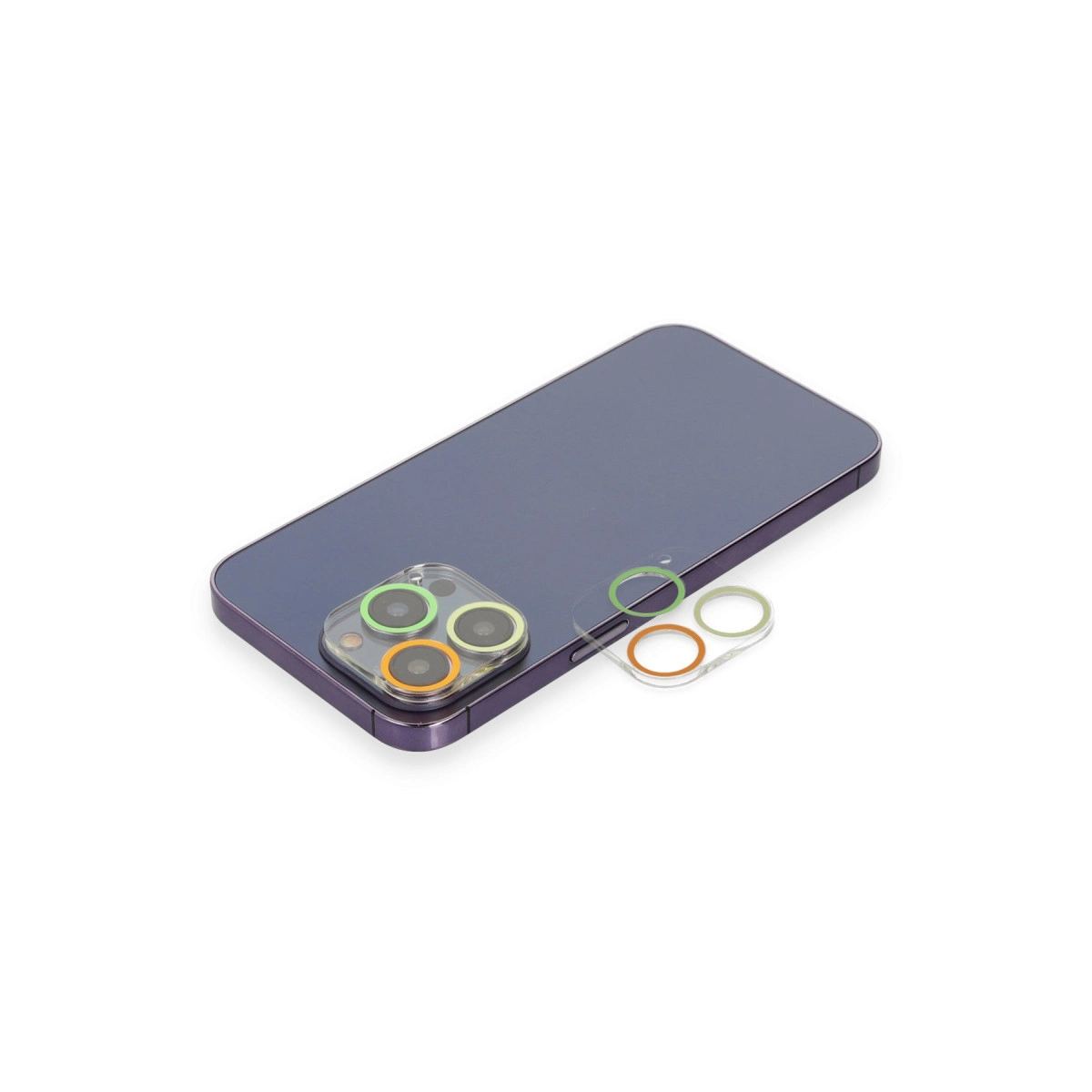 Apple İphone 12 Pro Renkli Kamera Lens Koruma Cam - Sarı-turuncu