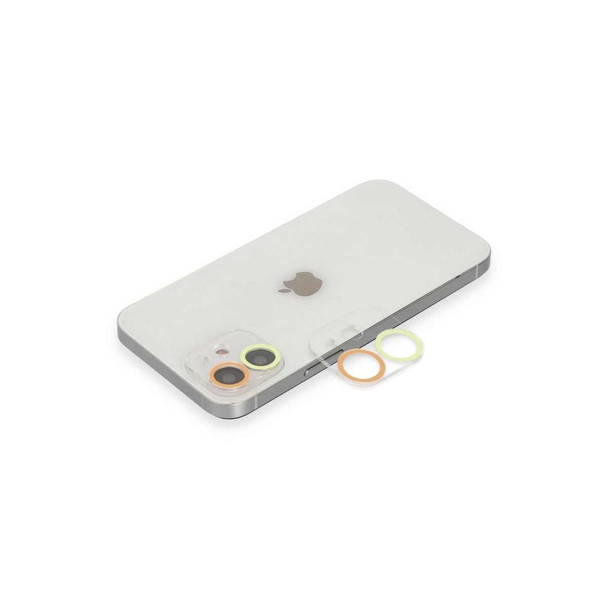 Apple İphone 12 Renkli Kamera Lens Koruma Cam - Sarı-turuncu