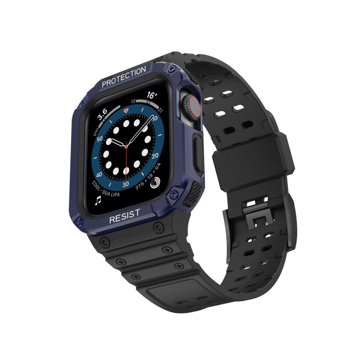 Apple Watch 42mm Kr401 Silikon Kordon - Siyah-mavi
