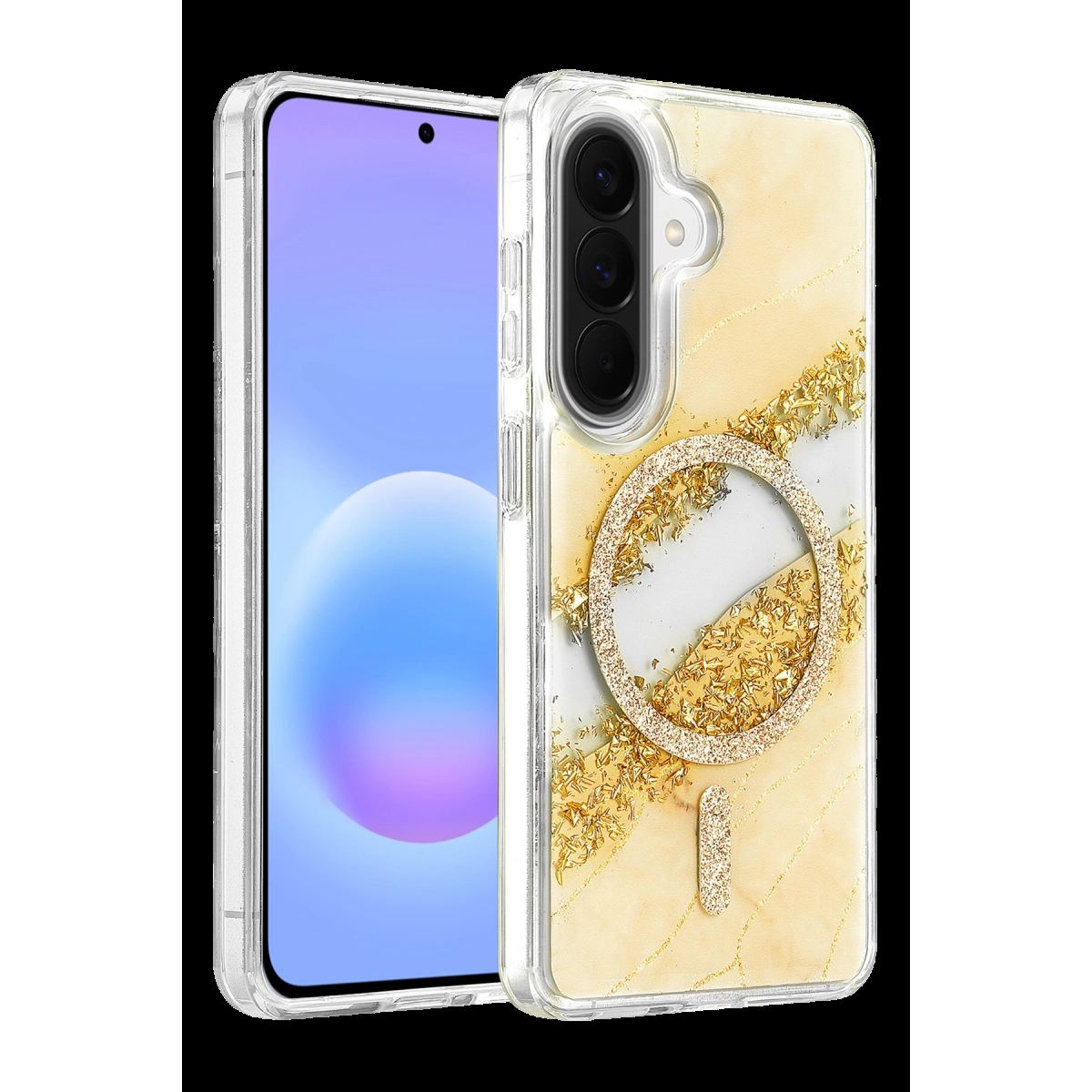Onegif Samsung Galaxy A57 5g Lotus Simli Magsafe Kapak - Gümüş