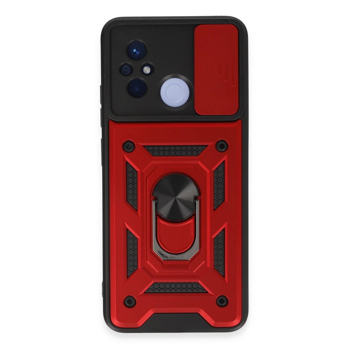Xiaomi Redmi 12c Kılıf Pars Lens Yüzüklü Silikon - Kırmızı