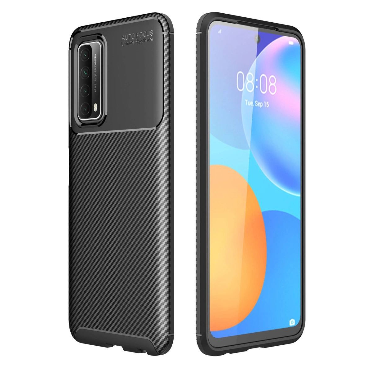 Huawei P Smart 2021 Kılıf Auto Focus Karbon Kapak - Siyah