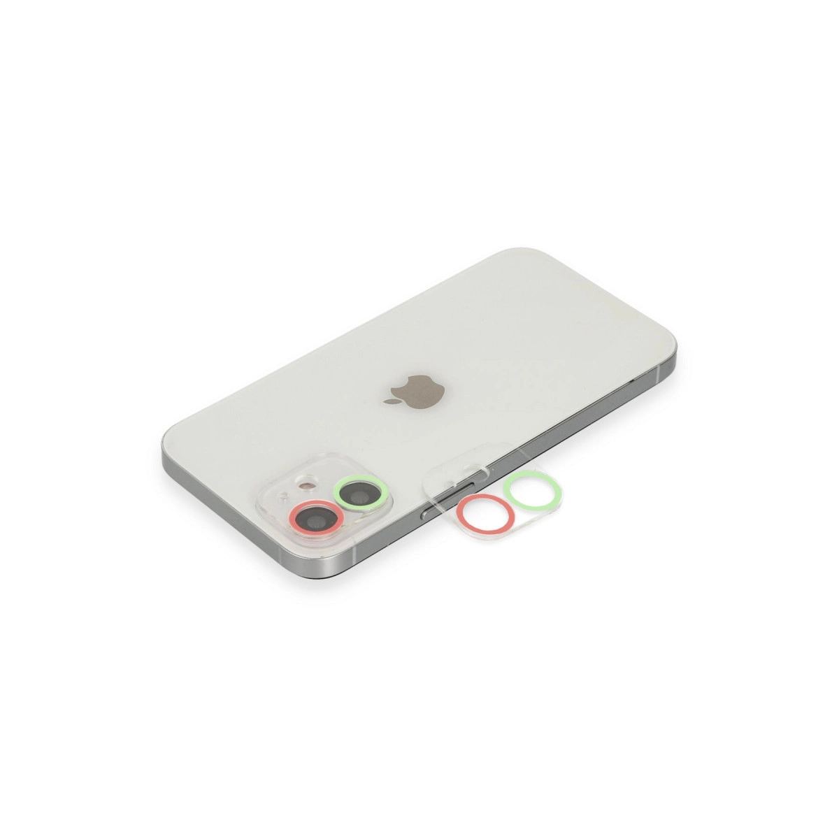 Apple İphone 12 Mini Renkli Kamera Lens Koruma Cam - Yeşil-pembe