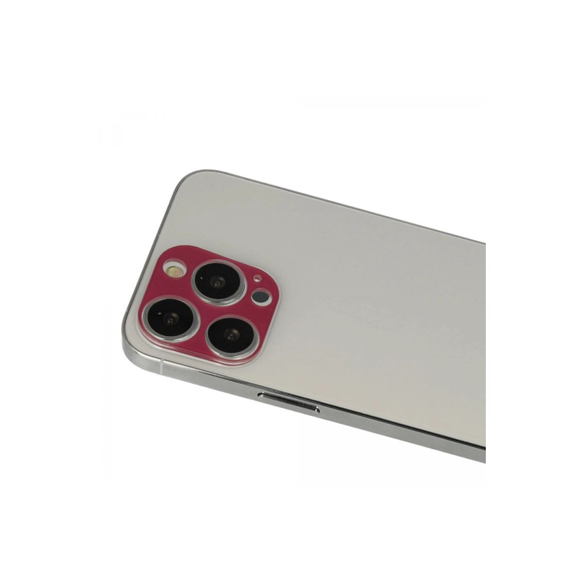 Apple İphone 13 Pro Max Rainbow Kamera Lens Koruma Cam - Koyu Kırmızı