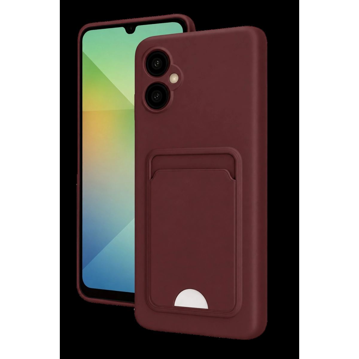 Samsung Galaxy A06 Kılıf Kelvin Kartvizitli Silikon - Bordo