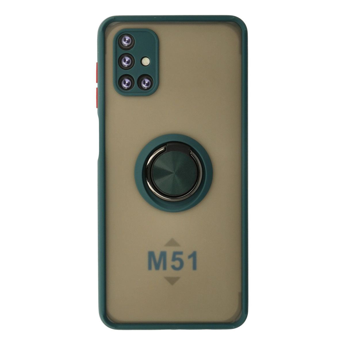 Samsung Galaxy M51 Kılıf Montreal Yüzüklü Silikon Kapak - Yeşil