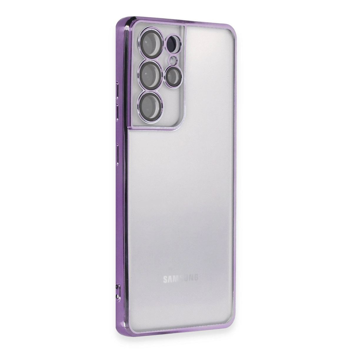 Samsung Galaxy S21 Ultra Kılıf Razer Lensli Silikon - Mor