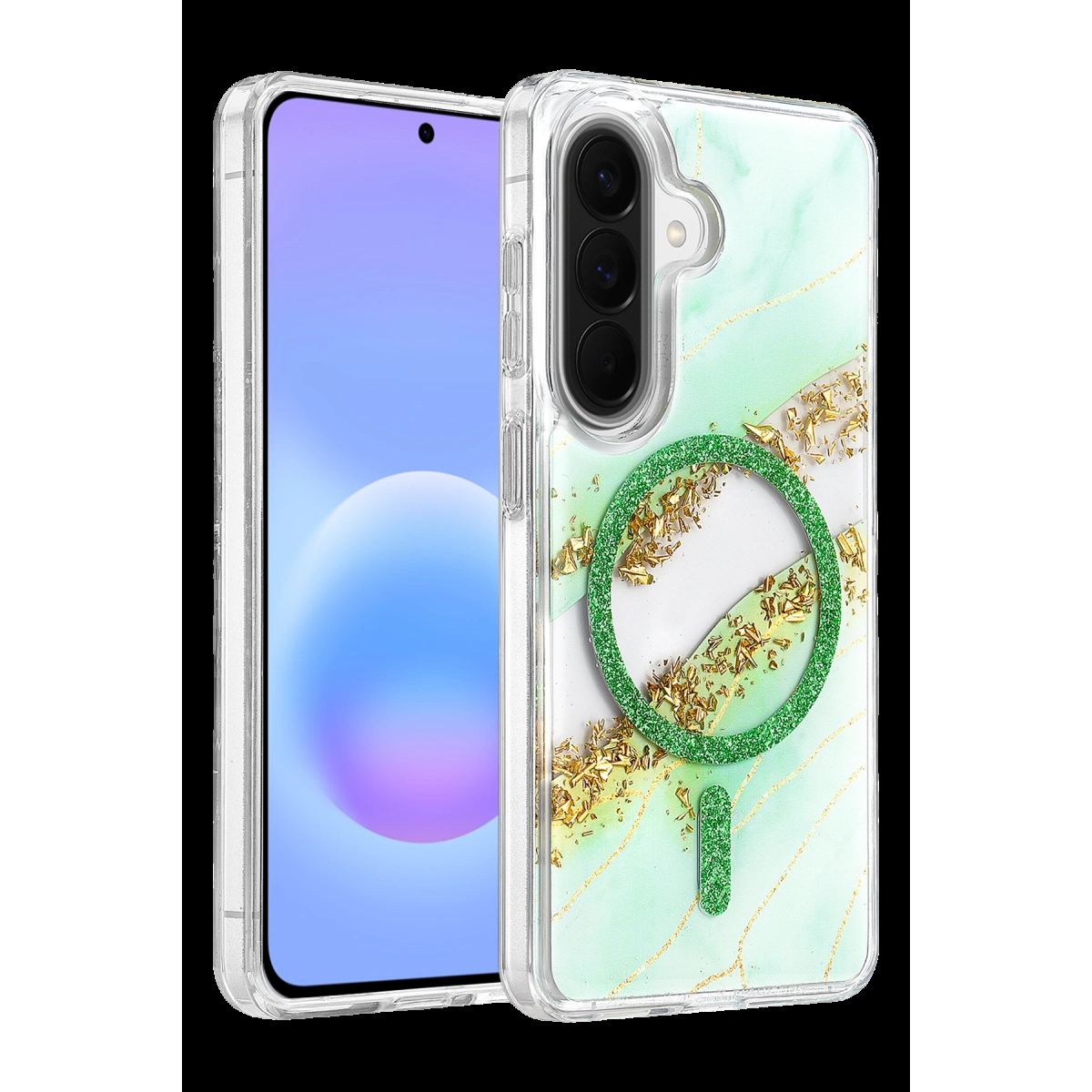 Onegif Samsung Galaxy A57 5g Lotus Simli Magsafe Kapak - Yeşil