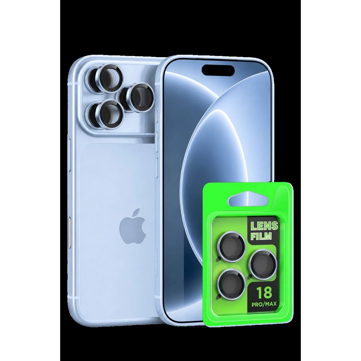 Newface Apple İphone 18 Pro Max Raze Metal Kamera Lens - Açık Mavi
