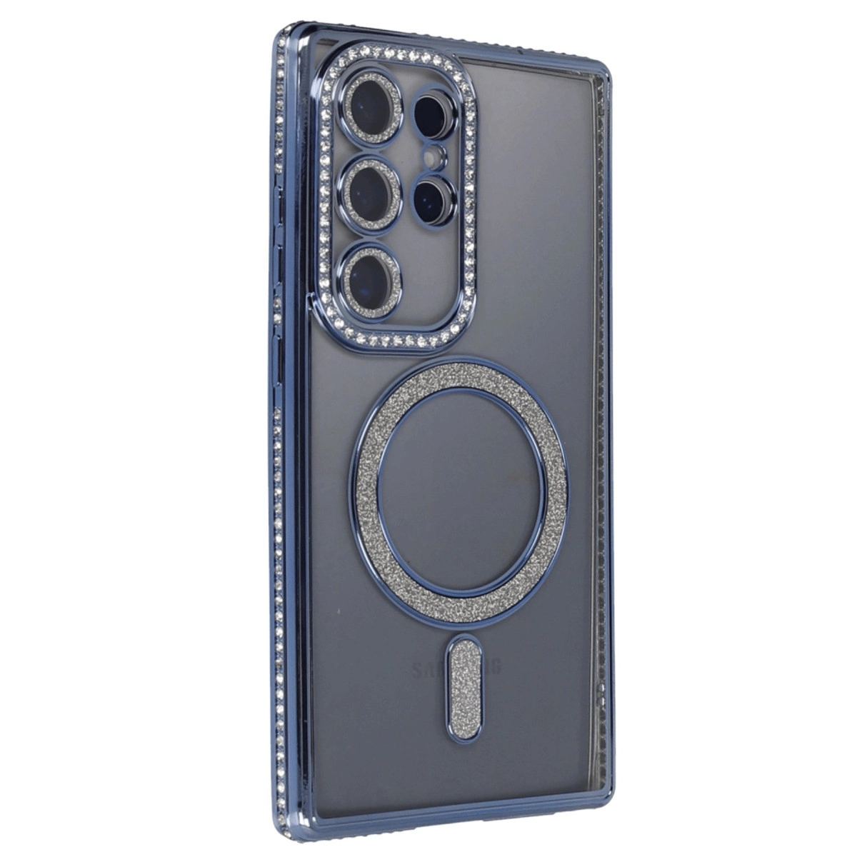 Samsung Galaxy S24 Ultra Kılıf Joke Simli Magneticsafe Kılıf - Lacivert