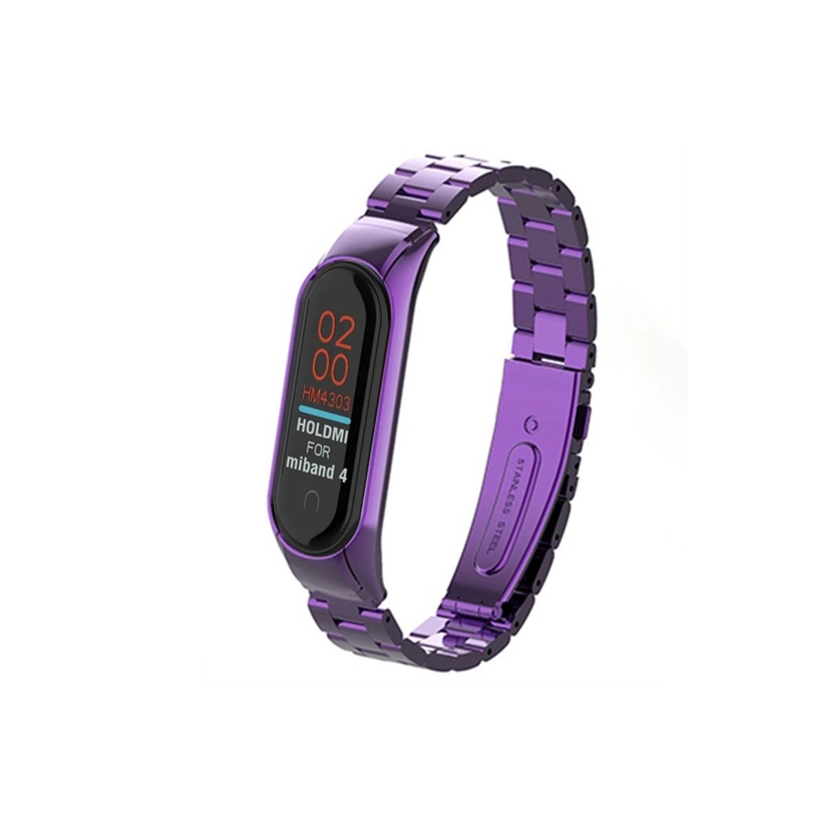 Xiaomi Mi Band 4 Metal Baklalı Kordon - Mor